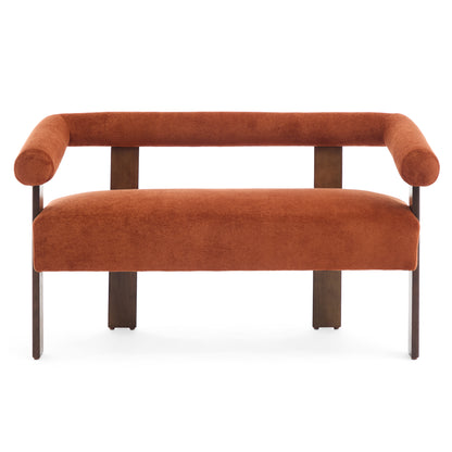 Round armrest loveseat(Dark orange+Brown)
