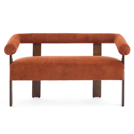 Round armrest loveseat(Dark orange+Brown)