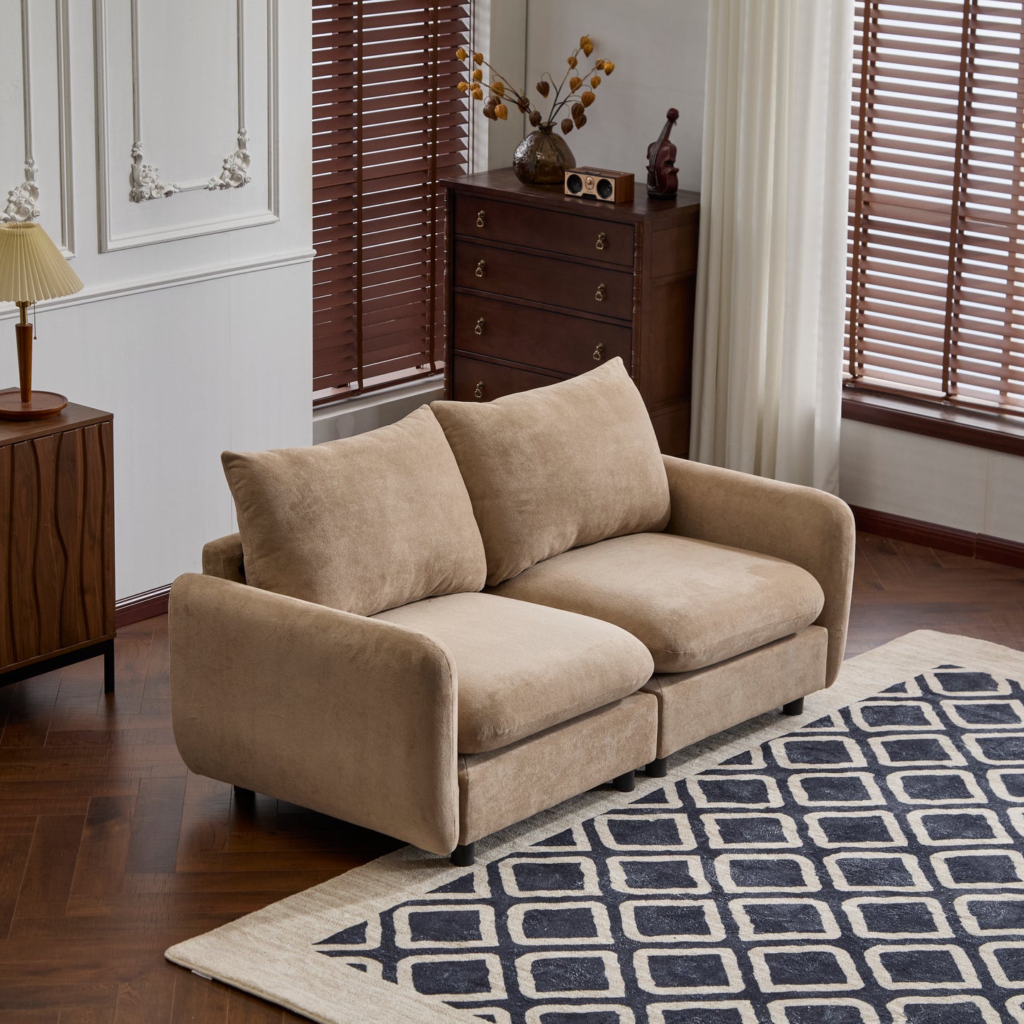 Camel Eucalyptus 2 Seat Sectional Sofa - 69 Inch