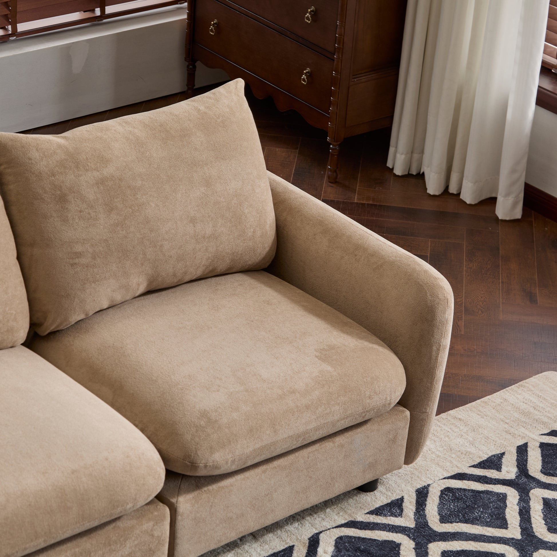 Camel Eucalyptus 2 Seat Sectional Sofa - 69 Inch