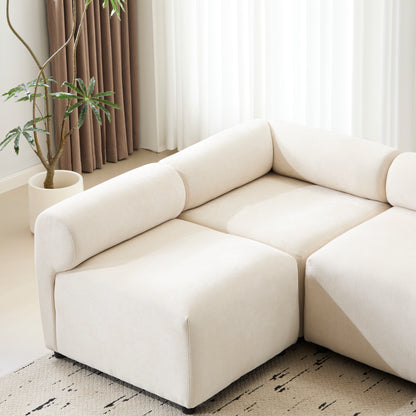 Evelyn 83 in. Beige Fabric L-Shaped Sectional Sofa - 4 Piece for Living Room