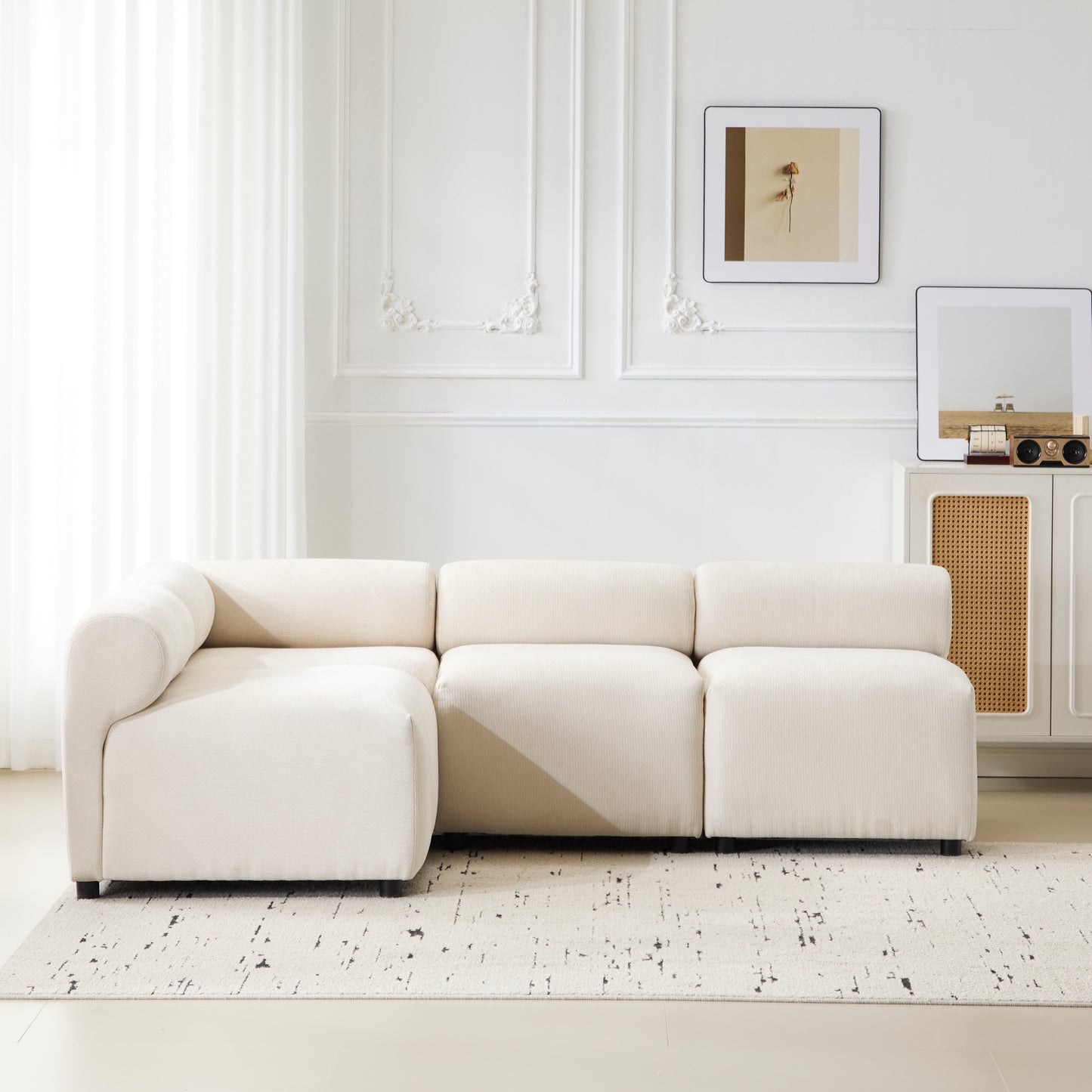 Evelyn 83 in.4-Piece L Shaped Modular Free Combination Sectional Chenille Sofa Couch for Living Rooms