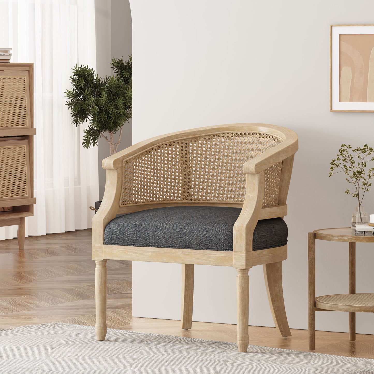 Accent Chair Rubber Wood Charcoal