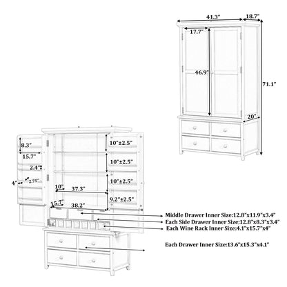 Blue Farmhouse Kitchen Pantry Cabinet with Adjustable Shelves