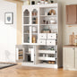 [Assembly Video Provided] TOPMAX 47.2x15.7x75inch Freestanding Buffet with Hutch, Tall Kitchen Pantry Cabinet with 4 Drawers, Door Shelves and Pull-out Trays for Dining room, Living Room, White