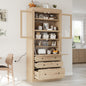[Assembly Video Provided]TOPMAX 36x16.5x78inch Freestanding Kitchen Pantry Storage Cabinet,Multifunctional Cupboard with 3 Drawers,Adjustable Shelves and Power Outlet for Dining,Living Room,Natural