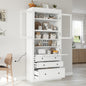 [Assembly Video Provided] TOPMAX 36x16.5x78inch Freestanding Kitchen Pantry Storage Cabinet,Multifunctional Cupboard with 3 Drawers,Adjustable Shelves and Power Outlet for Dining and Living Room,White