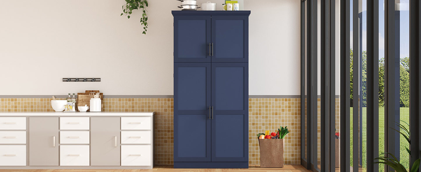 Blue Farmhouse Kitchen Pantry Cabinet - 35.5" Storage