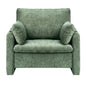 Green Accent Chair, Modern Upholstered Accent Chair with Armrests, Cloth Arm Chairs with Thick Cushion and Arched Backrest, Single Fabric Armchair for Living Room, Bedroom, Study, Office