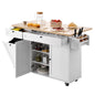 60in Kitchen Island Cart Rolling Storage Cabinet Table with Drawer Drop Leaf