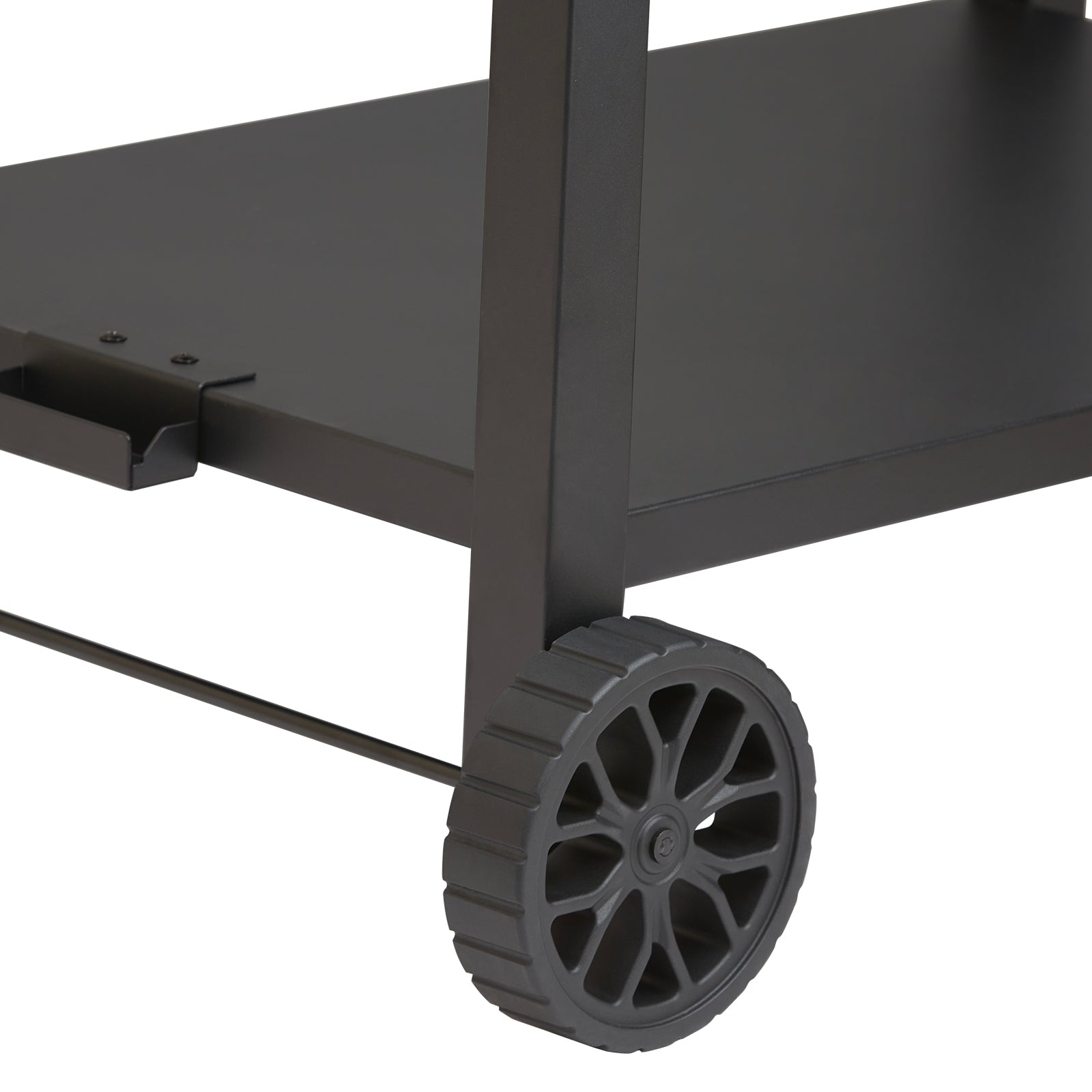 Black Iron BBQ Food Prep Cart with Double Shelves for Outdoor Kitchen