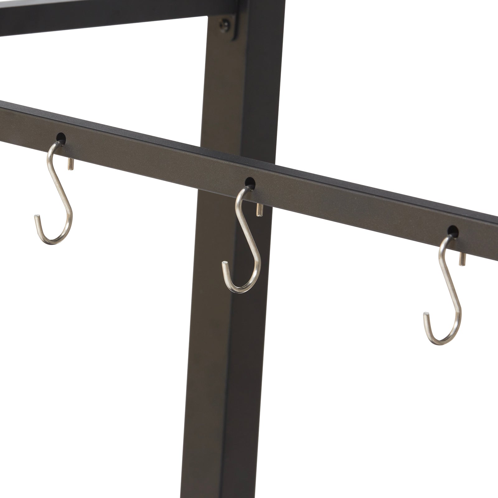 Black Iron BBQ Food Prep Cart with Double Shelves for Outdoor Kitchen