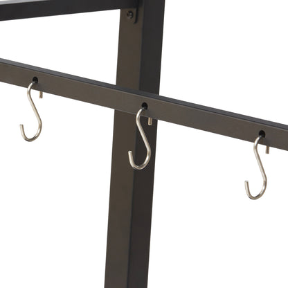 Black Iron BBQ Food Prep Cart with Double Shelves for Outdoor Kitchen