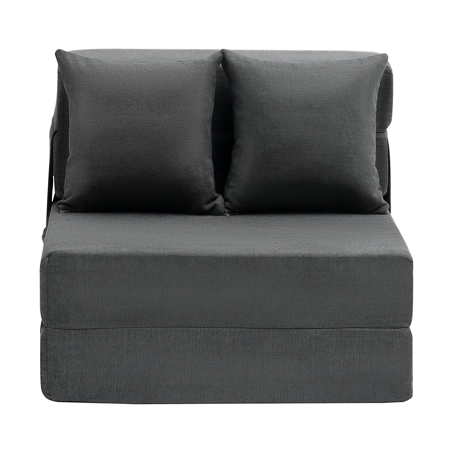 Dark Gray Polyurethane Sofa Bed - 3-in-1 Folding Couch for Living Room