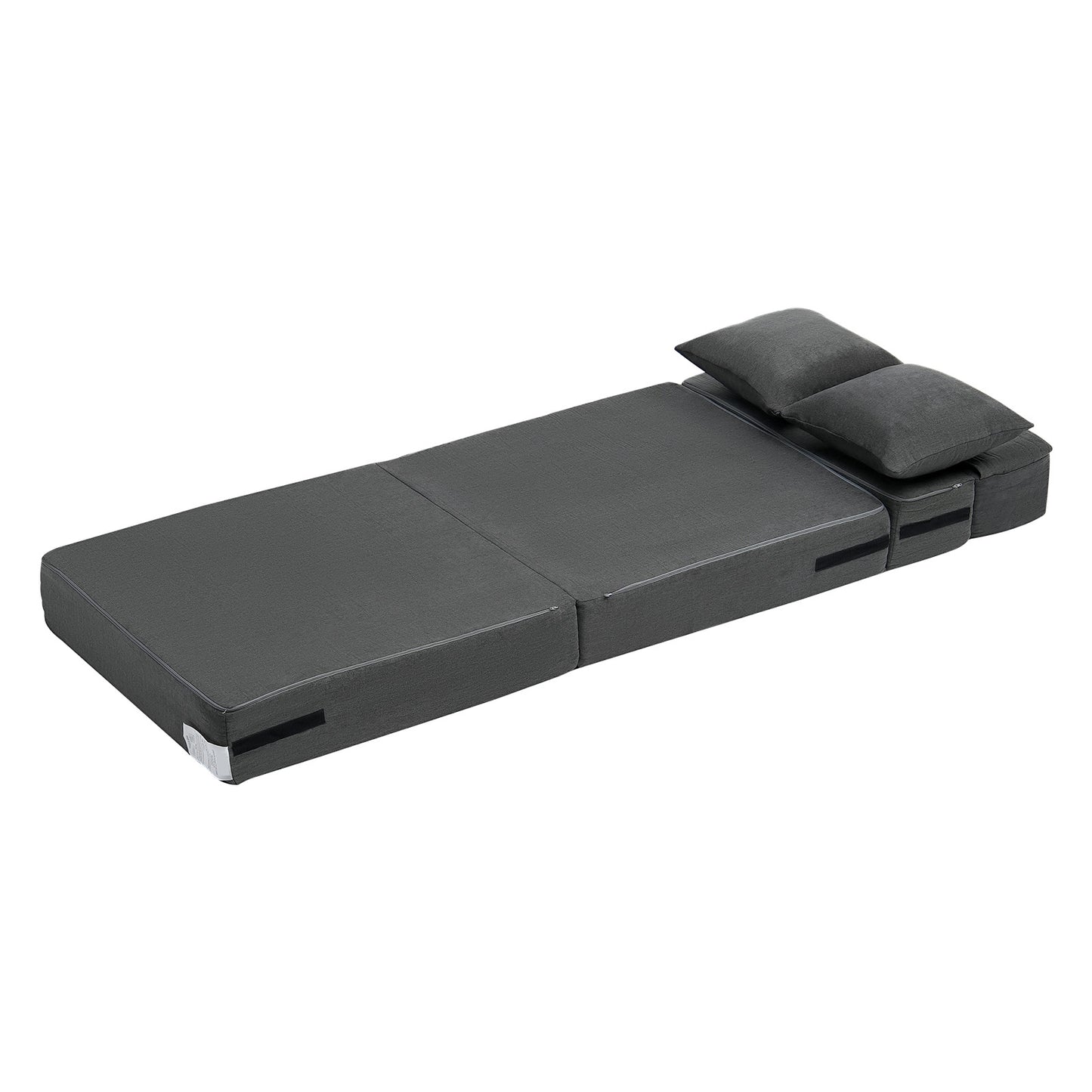Dark Gray Polyurethane Sofa Bed - 3-in-1 Folding Couch for Living Room
