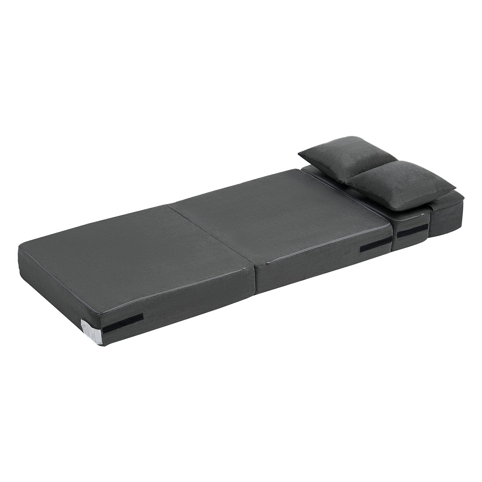 Dark Gray Polyurethane Sofa Bed - 3-in-1 Folding Couch for Living Room