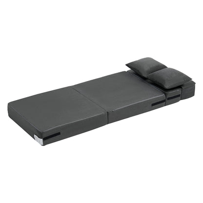 Dark Gray Polyurethane Sofa Bed - 3-in-1 Folding Couch for Living Room
