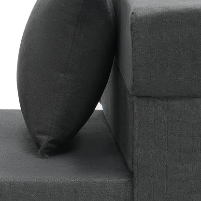 Dark Gray Polyurethane Sofa Bed - 3-in-1 Folding Couch for Living Room