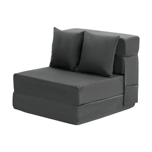 Folding Sofa Bed, 3-in-1 Foldable Couch Bed with 2 Pillows and Washable Cover, 25D High Density Memory Foam Convertible Sleeper Chair Bed, Futon Couch for Living Room, Bedroom, Dark Grey(Single)