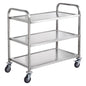 Kitchen Utility Cart, 3 Tiers, Wire Rolling Cart w/ 450LBS Capacity, Steel Service Cart on Wheels, Metal Storage Trolley w/ 80mm Basket Curved Handle PP Liner 6 Hooks, for Indoor and Outdoor Use