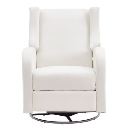 Electronic Power Recliner and Swivel Glider, 250 lbs Weight Capacity Swivel Glider Recliner Chair with USB Port, Polyester Surface Swivel Rocker Recliner  for Living Room, Bedroom,  Off White