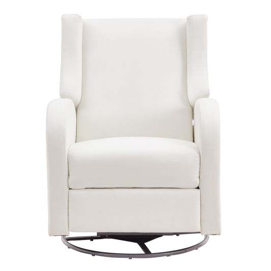 Electronic Power Recliner and Swivel Glider, 250 lbs Weight Capacity Swivel Glider Recliner Chair with USB Port, Polyester Surface Swivel Rocker Recliner  for Living Room, Bedroom,  Off White