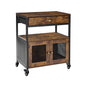 Coffee Bar Cabinet, 24 Inch Farmhouse Coffee Bar Cabinet with Storage, Movable Table with Wheels & Mesh Door, Sideboard Buffet for Kitchen, Entryway