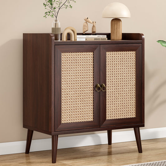 Sideboard Buffet Cabinet with Storage with Rattan Decorated Doors, Vintage Side Cabinets for Dining Room, Living Room,Hallway