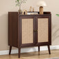 Sideboard Buffet Cabinet with Storage with Rattan Decorated Doors, Vintage Side Cabinets for Dining Room, Living Room,Hallway