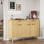 Kitchen Storage Cabinet with Drawers and Doors, Modern Fluted Sideboard Buffet Cabinet with Adjustable Shelves for Living Room, Oak