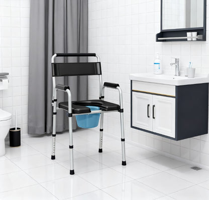 Adjustable Height Bedside Commode Chair for Seniors, Adults, Handicap, Raised Toilet Seat with Arm