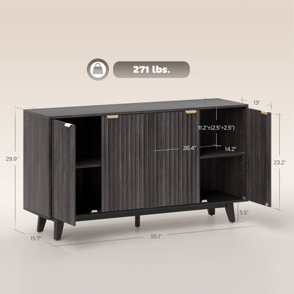 Dark Gray Buffet Cabinet with Adjustable Shelves