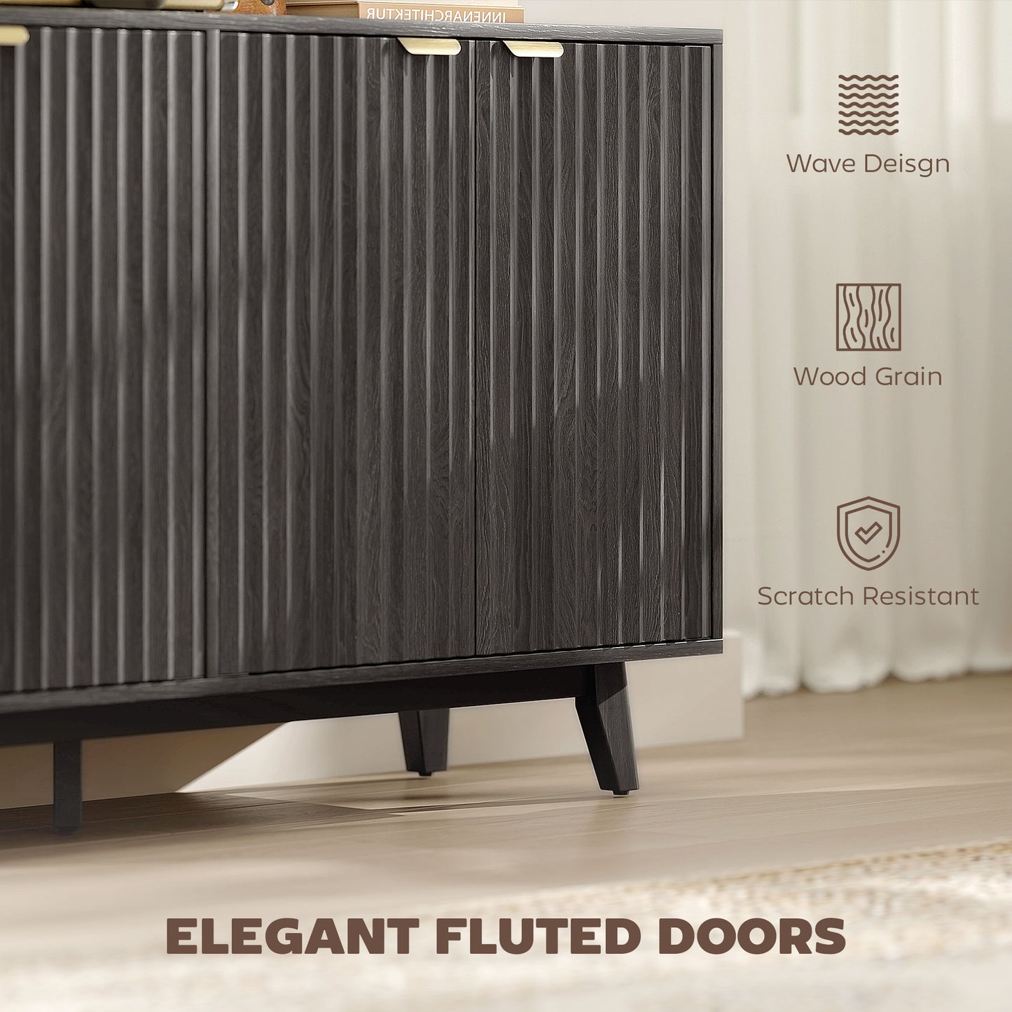 Dark Gray Buffet Cabinet with Adjustable Shelves