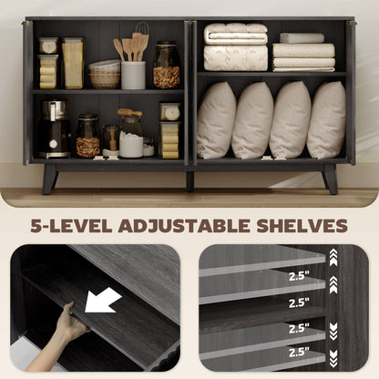 Dark Gray Buffet Cabinet with Adjustable Shelves