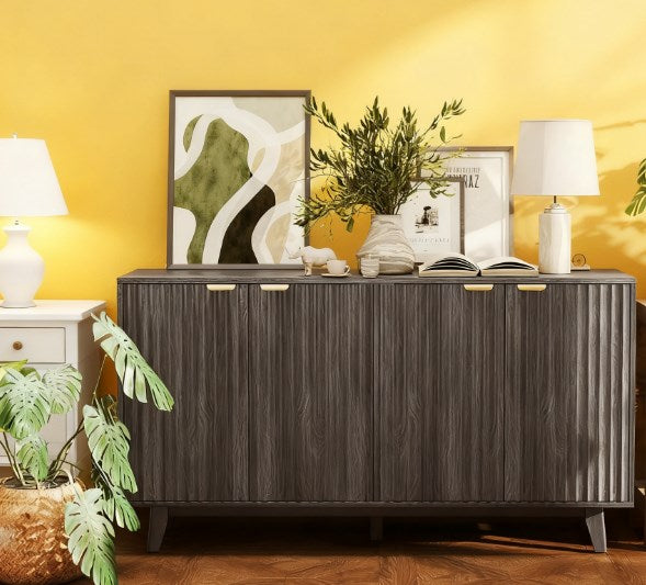 Dark Gray Buffet Cabinet with Adjustable Shelves