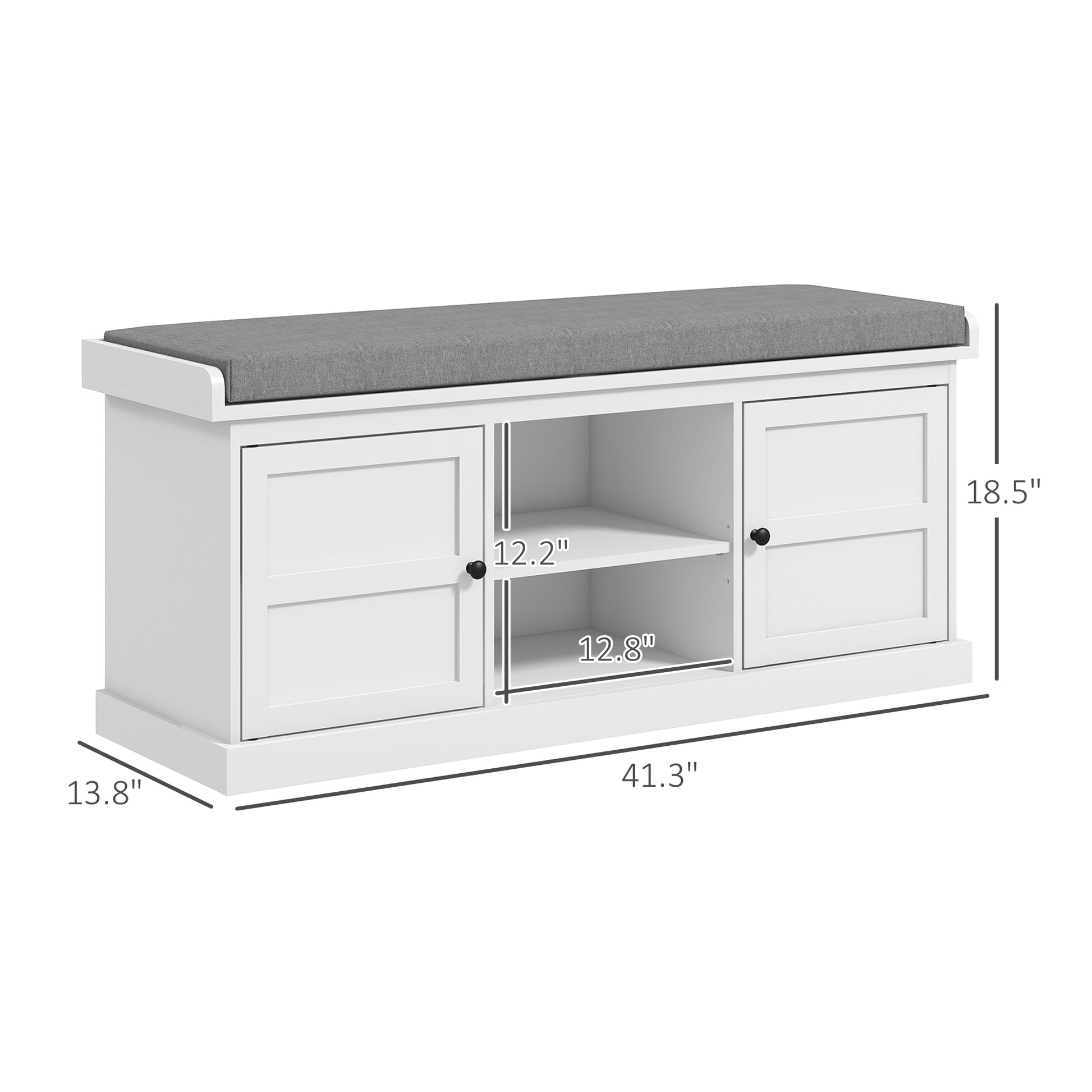 Gray & White Shoe Storage Bench with Seat for Living Room