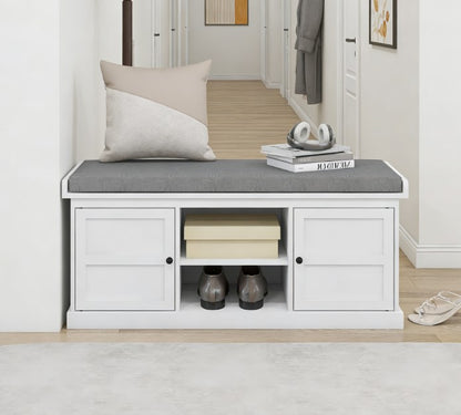 Entryway Bench Seat,Shoe Storage Bench with Cushioned Seat