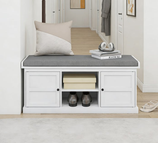 Entryway Bench Seat,Shoe Storage Bench with Cushioned Seat