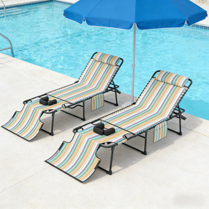 Sun Lounge Chair,2 Piece Folding Chaise,Portable Reclining Chair