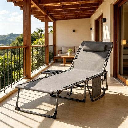 Folding Tanning Chair,Outdoor Chaise Lounge Chair,Comfortable Patio Lounger Chair