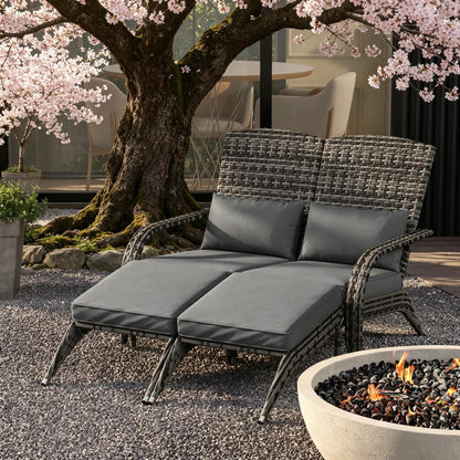 Mixed Gray Outdoor High-Back Chair,Garden Wicker Chair,2 Person Fire Pit Chair