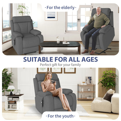 Power Lift Recliner - Dark Gray with Snowflake Velvet for Living Room