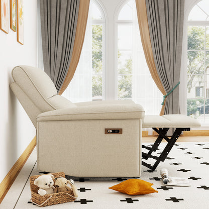 Wall Hugger Recliner - Beige+Grey Zero Wall Power Chair for Living Room