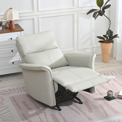 Manual Rocker Recliner Chair for Adults,Rocking Glider Recliner for Small Spaces,PU Leather Rocking Chair for Nursery,Single Sofa Recliner for Home Theater Living Room Bedroom(PU Light Gray)