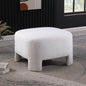 White Sherpa Sofa Ottoman, 28.74" L×28.74" W×18.5" H, No Assembly Required