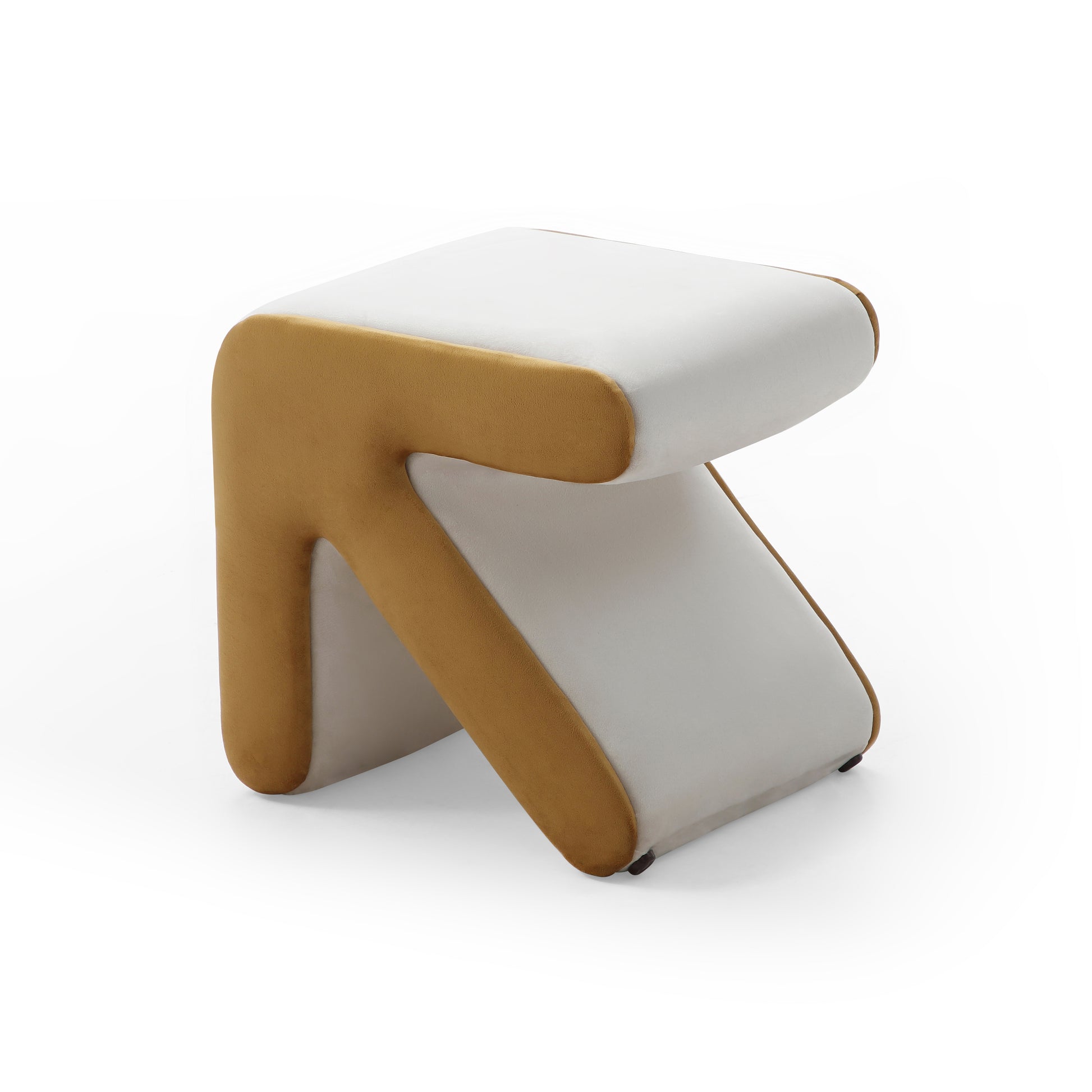 Beige Velvet Sofa Stool Ottoman - Arrow Design for Living Room