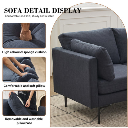 Grey Wood L Shaped Sectional Sofa for Living Room, 6 Seat Comfort