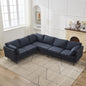 106" W Sectional L Shaped Sofa Couch Set for Living Room, Convertible Oversized 6-Seat Corner Sofa Sets with 2 Pillows, Modern Linen Sofas with Metal Legs for Living Room Apartment