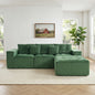 101" L-Shaped Modular Compression Sofa, 3-Seater Comfortable Cloud Sofa, Corduroy Fabric, with Movable Footrest, Free DIY Combination, Suitable for Living Room, Bedroom, Apartment (Green)