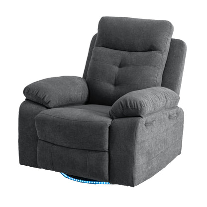 Dark Grey Power Recliner with Bluetooth & Storage